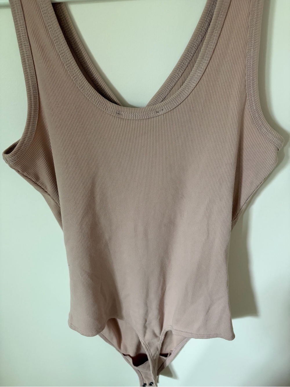 Women's Ribbed Button-Front pink bodysuit - Picture 8 of 9